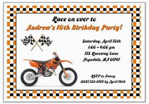 Motocross Birthday Invitations Dirt Bike Birthday Party Invitations orange Dirt Bike