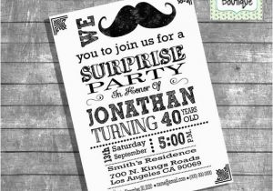 Moustache Birthday Invitations Mustache Bash Birthday Invitation Surprise Party Adult Invite