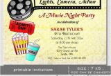 Movie Night Birthday Invitations Free Printable Items Similar to Printable Movie Night Birthday Party