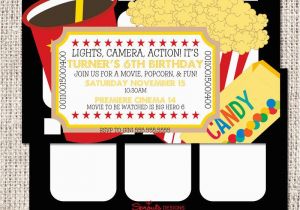 Movie theater Birthday Invitations Movie theater Birthday Invitation