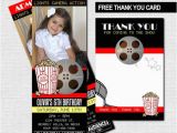 Movie theater Birthday Invitations Movie Ticket Invitations theater Birthday Party Bonus Thank