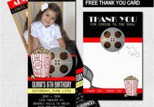 Movie theater Birthday Invitations Movie Ticket Invitations theater Birthday Party Bonus Thank