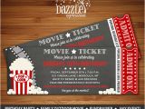 Movie theater Birthday Invitations Printable Chalkboard Movie Night Ticket Birthday