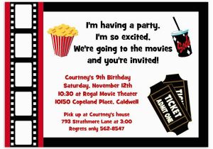 Movie theater Birthday Invitations Printable Movie Party Invitation Movie Night Invitation