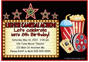 Movie theater Birthday Party Invitations Movie theater Birthday Party Invitations Style 2 Crafty