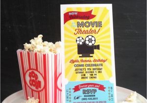 Movie theater Birthday Party Invitations Movie theater Birthday Party Printable Invitation