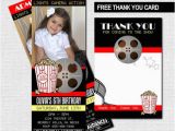 Movie theater Birthday Party Invitations Movie Ticket Invitations theater Birthday Party Bonus Thank