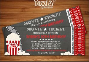 Movie theater Birthday Party Invitations Printable Chalkboard Movie Ticket Birthday Invitation