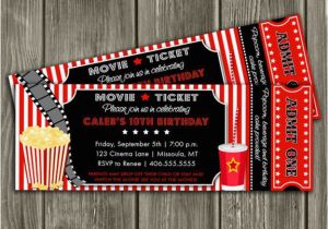 Movie theater Birthday Party Invitations Printable Movie Ticket Birthday Invitation Movie event