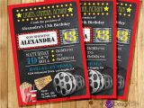 Movie theatre Birthday Invitations Custom Movie Cinema theater Birthday Party Invitations Kids