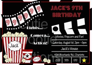 Movie theatre Birthday Invitations Movie Birthday Invitation Movie Night Party Invitations