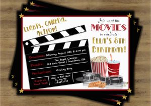 Movie theatre Birthday Invitations Movie Birthday Invitation Movie theatre Birthday Invitation