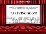 Movie theatre Birthday Invitations Movie theater Birthday Party Invitations for A Night at the