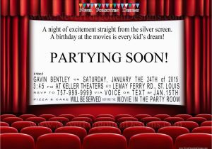 Movie theatre Birthday Invitations Movie theater Birthday Party Invitations for A Night at the