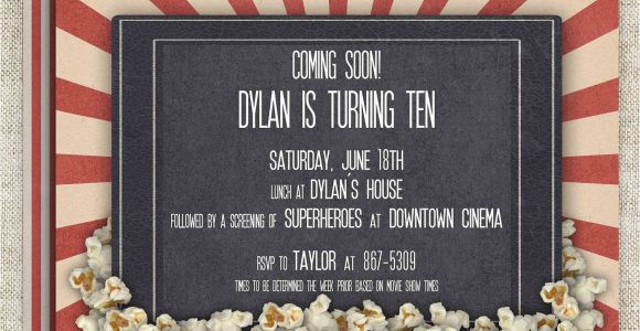 Movie theatre Birthday Invitations Movie theater Birthday Party Invitations Girl or Boy Printable