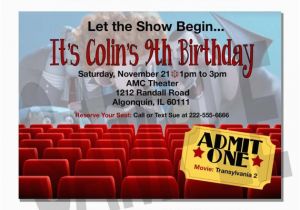 Movie theatre Birthday Invitations Movie theater Invitation Movie themed Birthday Invitation