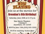 Movie theatre Birthday Invitations Popcorn Movie theater Kids Birthday Invitation You Print