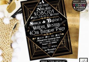 Murder Mystery Birthday Party Invitations Murder Mystery 40th Birthday Party Great Gatsby themed Party