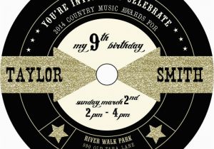 Music themed Birthday Invitations Gold Glitter Music Pop Rock Star themed Party Invitation