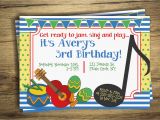 Music themed Birthday Invitations Music Birthday Party Invitation Drum Music Circle First