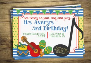 Music themed Birthday Invitations Music Birthday Party Invitation Drum Music Circle First