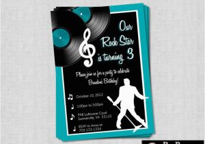 Music themed Birthday Invitations Rock Roll Music Birthday Party Invitation by