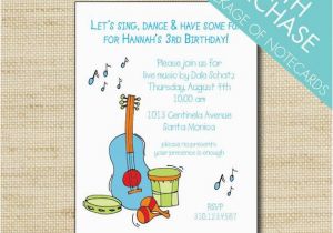 Music themed Invitations for Birthday Music Birthday Invitation Kids Music themed Party