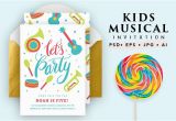 Musical Birthday Cards for Children Printable Musical Birthday Card Invitation Templates