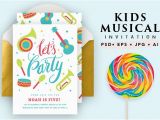 Musical Birthday Cards for Children Printable Musical Birthday Card Invitation Templates