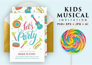 Musical Birthday Cards for Children Printable Musical Birthday Card Invitation Templates