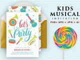 Musical Birthday Cards for Kids Printable Musical Birthday Card Invitation Templates