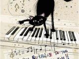 Musical Birthday Greeting Cards for Facebook Black Cat Piano Birthday Card Perfect for A Special Person