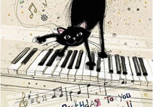 Musical Birthday Greeting Cards for Facebook Black Cat Piano Birthday Card Perfect for A Special Person