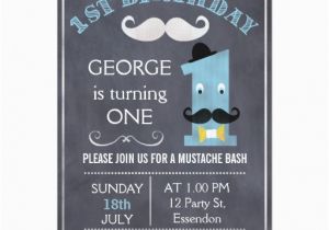 Mustache Invitations for First Birthday Boys Chalkboard Mustache 1st Birthday Invitation Zazzle