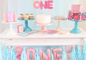 My First Birthday Decorations Donut themed First Birthday Party Idea