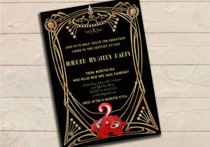 Mystery Birthday Party Invitations Murder Mystery Great Gatsby Inspired Party Invitation Black