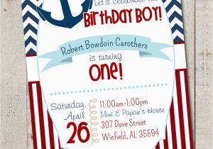 Nautical Birthday Invites Nautical Birthday Boy Party Nautical First by thelovelyapple