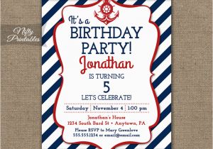 Nautical Birthday Invites Red White Blue Nautical Birthday Invitations Nifty