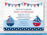 Nautical Birthday Invites Sail Away Sailboat Nautical Blue Printable Birthday