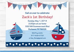 Nautical Birthday Invites Sail Away Sailboat Nautical Blue Printable Birthday