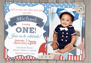 Nautical theme Birthday Invitations Boys Nautical theme 1st Birthday by Invitationsbylittlep