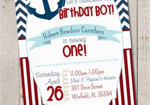 Nautical theme Birthday Invitations Nautical Birthday Boy Party Nautical First by thelovelyapple