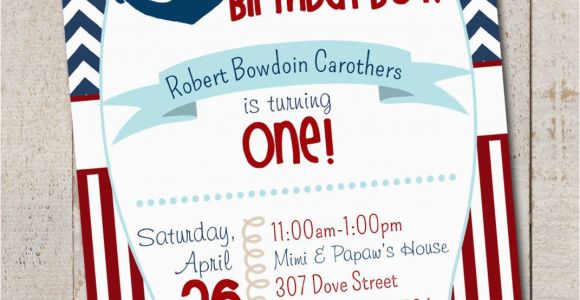 Nautical theme Birthday Invitations Nautical Birthday Boy Party Nautical First by thelovelyapple