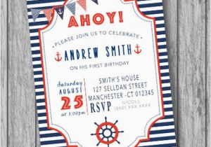 Nautical theme Birthday Invitations Nautical Birthday Invitation Nautical Invitation Nautical