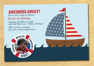 Nautical theme Birthday Invitations Nautical Birthday Invitation with Photo by thepaperplume