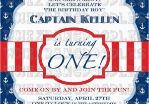 Nautical theme Birthday Invitations Nautical First Birthday Invitation