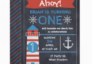 Nautical themed Birthday Invitations Boys Nautical Lighthouse Birthday Party Invitation Zazzle