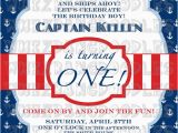 Nautical themed Birthday Invitations Nautical First Birthday Invitation