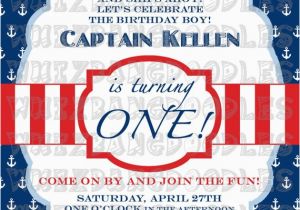 Nautical themed Birthday Invitations Nautical First Birthday Invitation