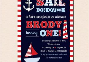 Nautical themed Birthday Invitations Sail Away Nautical theme Birthday Party Invitation No